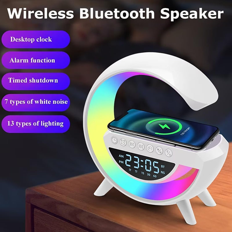 BT-3401 LED Display Wireless Phone Charger Bluetooth Speaker With Seven Color Selections, Alarm Clock, FM Radio - SHAH ELECTRONICS